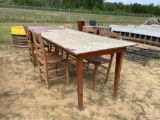 2479 - WOOD TABLE AND 5 - CHAIRS