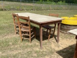2481 - WOOD TABLE AND 3 - CHAIRS