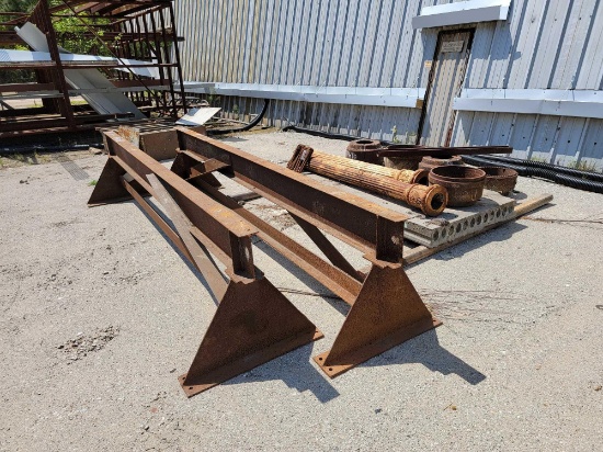 2 - 12' 5" X 30" SAW HORSES, METAL CABNET