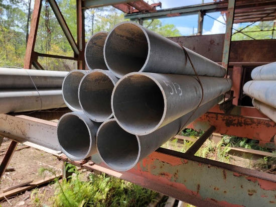 7 PIECES OF 6" ROUND GALVANIZED TUBING 7'