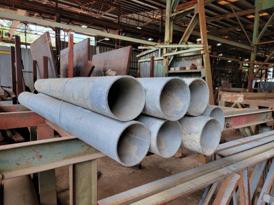 7 PIECES OF 6" ROUND GALVANIZED TUBING 7'
