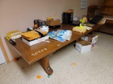 4' X 10' WOOD DESK AND CONTENTS,