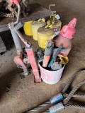 BUCKET OF MISC. CAULKING GUNS, FUNNELS,