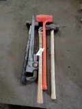 2 - SLEDGE HAMMERS, AXE HANDLE,