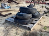 1877 - PALLET OF 6 MISCELLANEOUS USED TIRES & RIMS