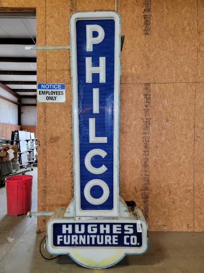 "PHILCO" "HUGHES FURNITURE" LIGHTED SIGN