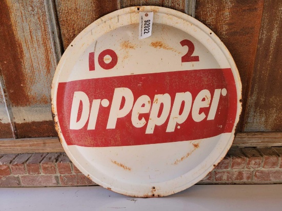 "DR. PEPPER 10-2-4" METAL BUTTON SIGN