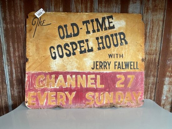 "THE OLD TIME GOSPEL HOUR" METAL SIGN