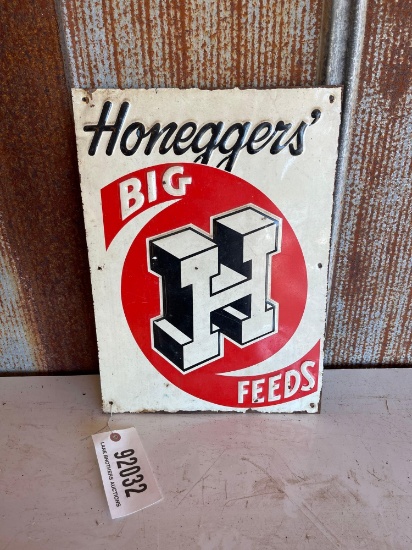 "HONEGGERS BIG H FEEDS" SIGN