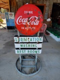 STAND UP COCA COLA BUTTON FILLING STATION SIGN