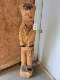 WOODEN HAND CARVED BEAR STATUE