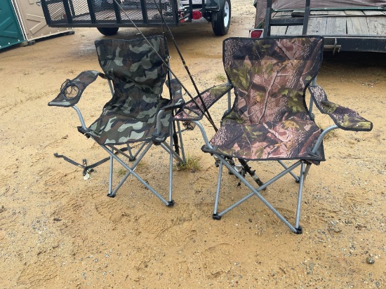 2097 - 2097 - 2 - LAWN CHAIRS & 2 - FISHING POLES