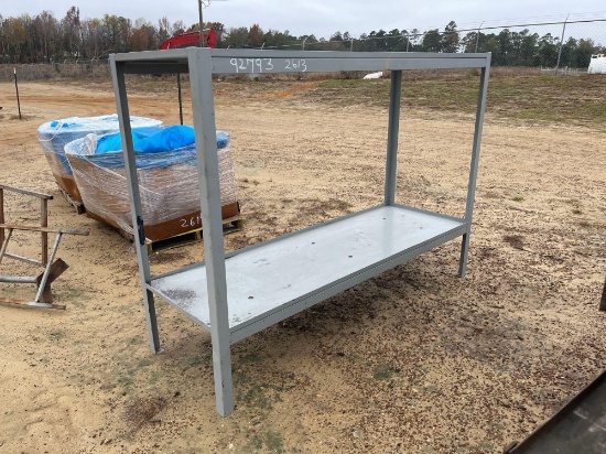 2613 - STEEL TABLE WITH 2 SHELVES