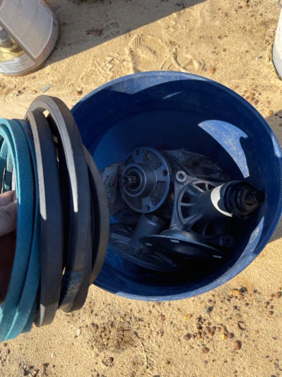 2730 - BUCKET OF SPINDLES & BELTS FOR LAWN MOWERS