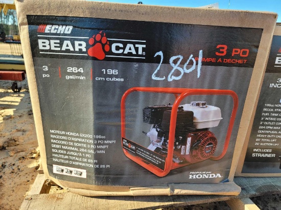 2801 - ABSOLUTE - NEW ECHO BEAR CAT 3" TRASH PUMP