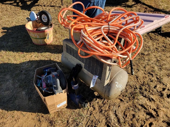 AIR COMPRESSOR, AIR HOSE, & TOOLS