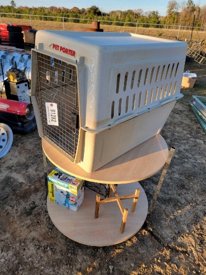 DOG BOX, TABLE, PAINT SPRAYER