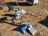 MITRE SAW, 2 - SHOVELS, & STOOL