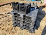 6 - PLASTIC PALLETS & 2 - PLASTIC CRATES