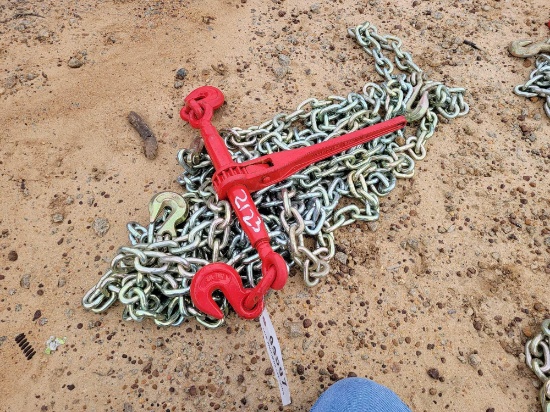 2123 - 2 - 3/8" X 20' CHAINS & 1 - BINDER