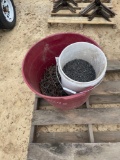 2470 - TUB OF BARN NAILS & BUCKET OF ROOFING NAILS