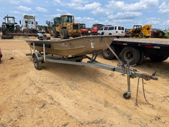 1087 - 14' ALUMINUM BOAT AND TRAILER
