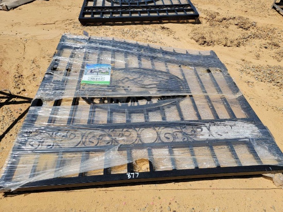 877 - ABSOLUTE - NEW 14' DBL WROUGHT IRON GATE
