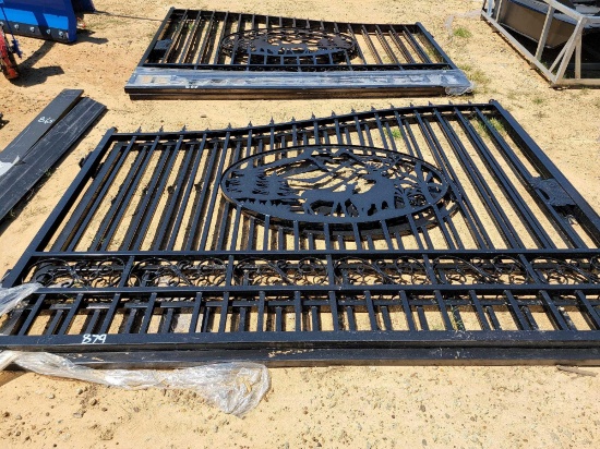 879 - ABSOLUTE - NEW 20' DBL WROUGHT IRON GATE
