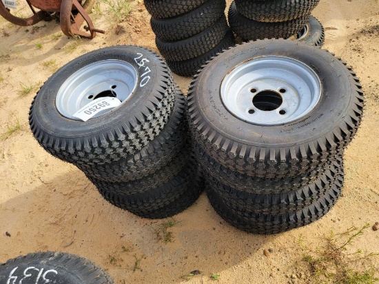 2570 - 9 - NEW 4.80/4.00 - 8 TIRES & 4 - LUG RIMS
