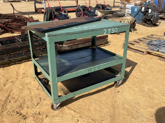 2730 - METAL AND WOOD ROLLING CART