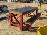 2624 - TABLE AND BENCHES