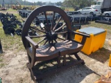 712 - ABSOLUTE - TEAKWOOD WAGON WHEEL BENCH