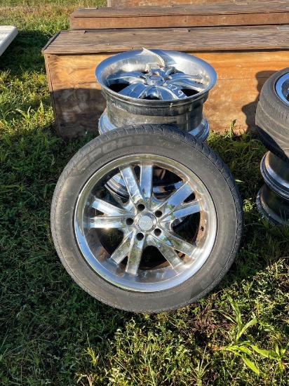 2299 - 4 ALUM WHEELS & 1-18" TIRE