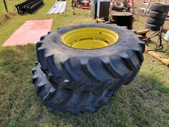 2586 - AG TIRES (2) ON 10 LUG JOHN DEERE RIMS