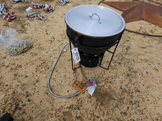 2148 - PROPANE COOKER & CAST IRON POT