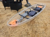 2058 - CLEAR FIBERGLASS BOAT W/ OARS 11'