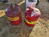 2635 - 2 METAL GAS JUGS