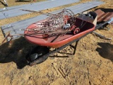 2836 - 4 PLANT STANDS, TRIMMER, WHEEL BARREL