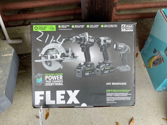 2114 - ABSOLUTE - NEW FLEX 24V 4 TOOL COMBO KIT