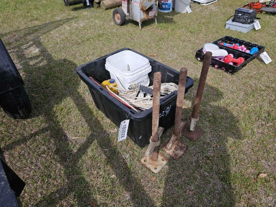 2291 - 1 - TOTE FULL OF MISC & 3 JACKS