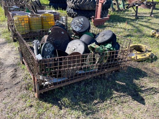 289 - ABSOLUTE - CRATE OF JD GRAIN DRILL PARTS