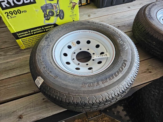 2079 - ABSOLUTE - ST235/80R16 TIRES AND 8 LUG RIM