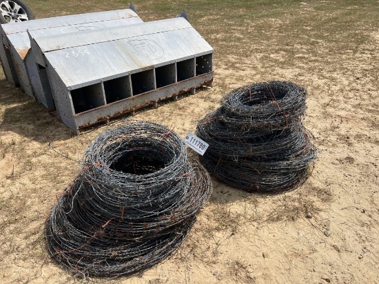 2854 - SEVERAL SMALL ROLLS BARB WIRE