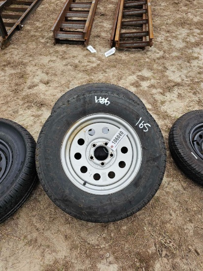 165 - 2 - USED ST205/75 D15 TIRES ON 5 LUG RIMS