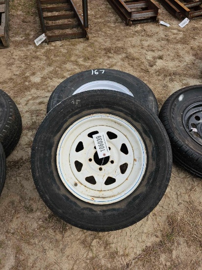 167 - 2 - USED ST205/75 R15 TIRES ON 5 LUG RIMS
