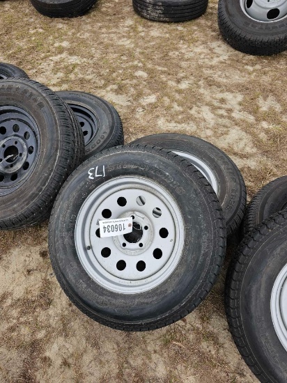 173 - 2 - ST205/75 D15 TIRES ON 5 LUG RIMS