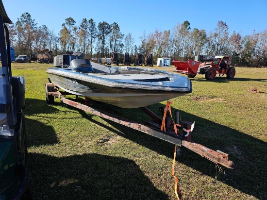 958 - 18' FIBERGLASS BOAT & TRAILER