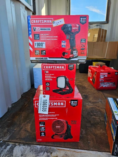 126 - CRAFTSMAN 20V FAN, LIGHT & IMPACT DRIVER