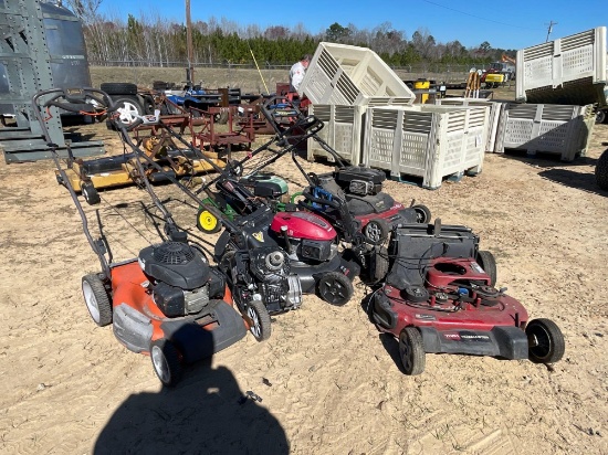 2783 - 5 PUSH MOWERS, DIFFERENT BRANDS