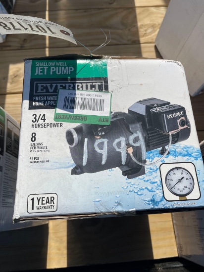 1999 - EVERBILT 3/4 HP SHALLOW WELL JET PUMP